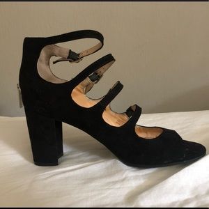 Black strappy heeled sandals